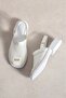 Women's White Knitted Detailed Thick Heeled Sandals - 5