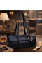 Black Gold Ring Detailed Women's Ring Shoulder Bag |   Black T8314 - 6