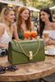Green Gold Lock Detailed Crocodile Women's Shoulder Bag |   Green Mt1554 - 2