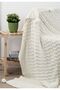 Ecru Color 10 Pompom Tongue Knitwear with Tv Blanket - 130X170 Leg Shawl and Sofa Shawl - 6