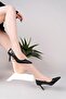 Black Leather Daily Stylish Stiletto with Gold Side Buckle - 3