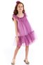 April Girl's Party Dress with Shiny Piping Collar and Ruffled Skirt - 4