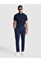Navy Blue Slim Fit Linen Blend Pleated Trousers 50325165-Vr033 - 4