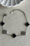 Steel Black Floral Women's Bracelet – 17+2 cm Gold Color Bracelet |   Non-Tarnish Women's Jewelry