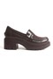 Zri̇n-K-706 Premium Brown Wrinkled Patent Leather Orthopedic High-Sole Loafer - 3