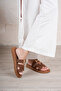 Women's Comfortable Everyday Slippers with Tan Gold Accessories and Comfortable Soles - 6
