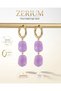 Dangle Steel Women's Hoop Earrings Trendy Natural Stone Look Lilac - 2