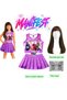 Manifest Mor Skirt Blouse Bottom Top 2-Piece Set Shorts Skirt Girl Child Bottom Top Set Manifest Sueda Sueda Green Braided Wig - Face Stone Set Party Concert Birthday Beach Wear