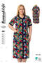 Women's Plus Size 100% Cotton Combed Fabric Buttoned Summer Dress / Black-Red 4180