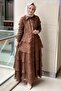 Front Buttoned Layered Burnout Evening Dress