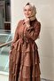 Front Buttoned Layered Burnout Evening Dress - 3