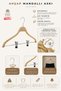 Wooden 8061-çm Hanger with Latch for Pants and Skirts, Natural Color, 6 Pieces