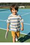 Basic Textured Striped T-Shirt for 2-5 Years Old - Blue