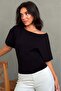 Black Boat Neck Waist-Sitting T-Shirt Mg2807 - 5
