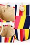 Women's Colorful Striped Zippered Large Size Beach Bag with Rope Handle Shoulder Bag - 4