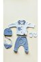 Baby Boy Mini-Zeyn 0-3 Months with Front Pocket and Buttons Set of 5 100% Cotton - 4