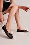 Black Bow Detailed Mesh Women's Ballerinas - 3