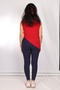 Women's Red Boat Neck Asymmetrical Blouse - 3
