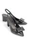 Nira Flexible Soft Non-Slip Sole (4/6 cm) Black Skin Light Elastic Women's Thick Heeled Corner Bow - 2