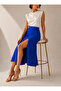 Women's Cobalt Blue Slitted Loose Fit Woven Skirt