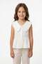 Ruffled Peter Pan collar Muslin Fabric Girls' Shirt - 2