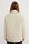 Baklava Pattern Quilted Oversized Button Coat - 8