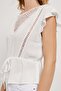 Women's Tie-Up Lace-Up Summer Short Sleeve White Blouse - 4