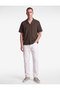 Regular Fit Turn-Down Collar Cotton-Linen Blend Short Sleeve Shirt