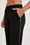 Women's Elastic Waist Piping Black Jogger Sweatpants - 4