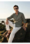 Anthracite Plain Casual Fit Long Woven Casual 100% Linen Shirt - 2