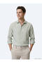 Green Regular Fit Long Woven Casual Cotton Blend Shirt