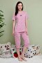 Floral Patterned Short Sleeve Plus Size Capri Pajama Set - 5