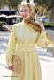 Buttoned Yellow Dress with Elastic Waist - 4