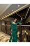 Flexible Glitter Fabric Double Breasted Front Stone Detailed Tailored Evening Dress 583104 Emerald - 3