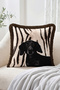 Black Labrador Dog Figured Zebra Patterned Brown Fringed Throw Pillow Cover - Decorative Pillow Cover - 2