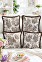 Vintage Toile De Jouy Human and Nature Figures Coffee Fringed-Tasseled Set of 4 Fringed Throw Pillow Covers