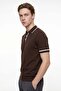 Minimal Contrast Ribbed Men's Polo Collar T-Shirt - 2