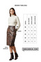 Brown Patchwork Genuine Leather Pencil Skirt - 7