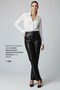 Black Lora High Waist Straight Leg Women's Genuine Leather Pants - 2