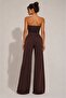Women's Strapless Tie-Up Asymmetrical Cut Blouse and Wide Leg Pants - 3