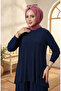 Sandy Fabric Blouse Pants Hijab Double Set 5632-01 Navy Blue - 3