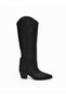Leo Women's XL Cut Wide Toe Thick Heeled Floater Boots C321-Black - 5