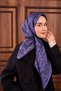 Twill Silk Scarf Pastel Lilac–Navy Blue–Magenta Patterned Tok Duruşlu 90X90 - 7