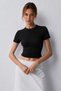 Women's 3-Pack Corded Fabric 100% Cotton Crew Neck Knit Ribbed Knit Cropped T-shirt - 2
