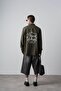 Men's Eternal Embroidered Long Sleeve Linen Oversized Shirt Khaki - 7
