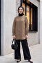 Sleeve Cuff Draped Oval Cut Shirt - Light Brown - 3