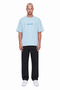 Men's Goats Printed Oversize T-Shirt Baby Blue - 3
