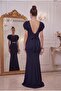Short Sleeve Ruffled Stone-Detail Belted Long Evening Dress for Graduation - 7