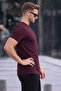Men's Crew Neck Slim Basic Claret Red T-Shirt - 5