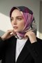 100% Twill Silk Floral Patterned Gray - Black Colored 90X90 Scarf Sewing Shape: Hand Sewing - 5